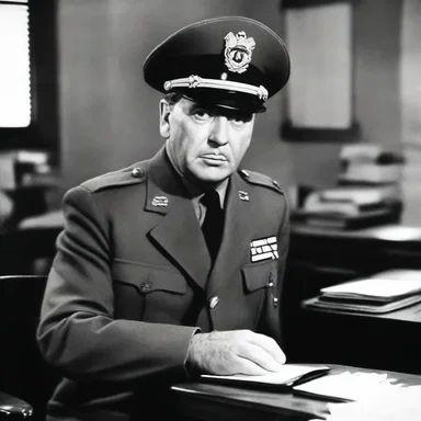 The film portrayed the desk sergeant as a stern and authoritative figure.
