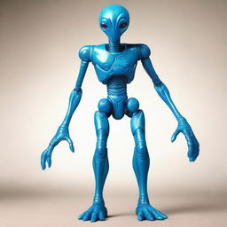 Draw an extraterrestrial (ET) being that stands 8 feet tall with handsome features and blue skin