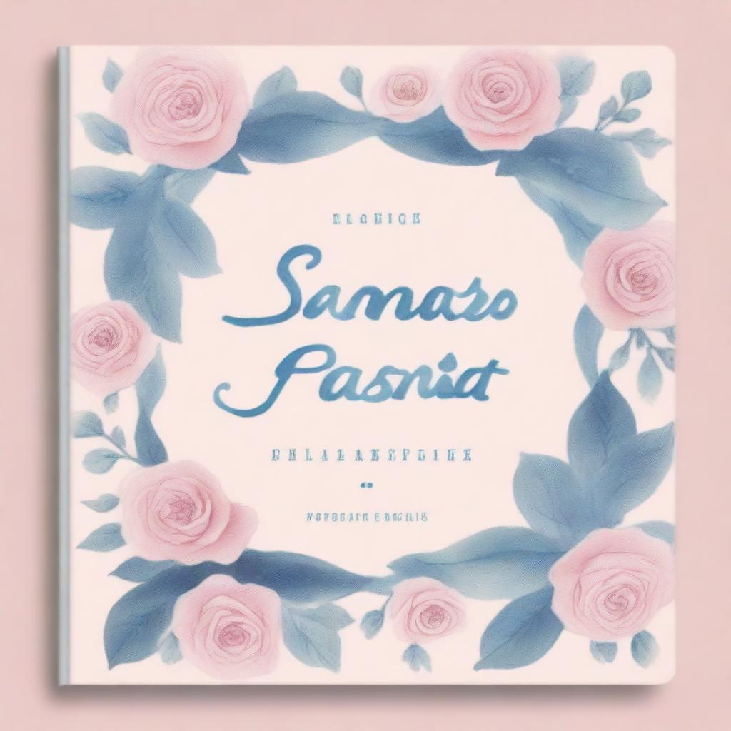 Generate a soft pastel pink and blue book cover for 'Samantha Ellis’ Poetic Portrait'