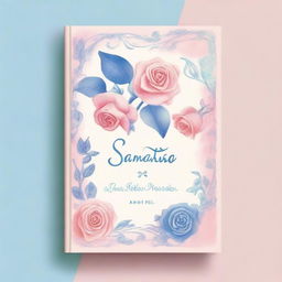 Generate a soft pastel pink and blue book cover for 'Samantha Ellis’ Poetic Portrait'