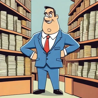 In the cartoon series, the main character's stockholding in a fictitious company brings him wealth and power.