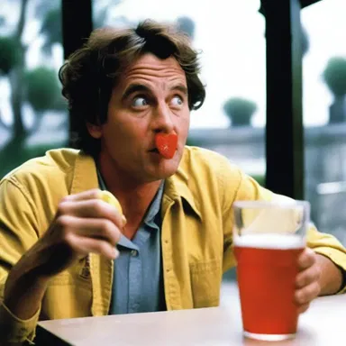 In the romantic comedy film, the main character played the role of a gulper, constantly downing drinks to cope with his broken heart.
