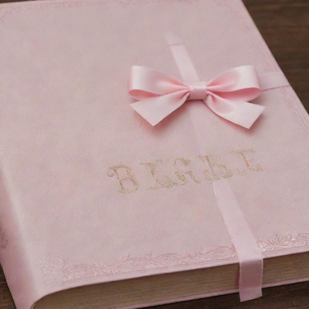 A large Christian Bible with embossed letters spelling 'Big Bible' on its cover, adorned with a delicate pink bow