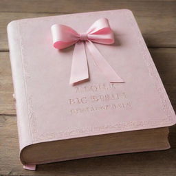 A large Christian Bible with embossed letters spelling 'Big Bible' on its cover, adorned with a delicate pink bow