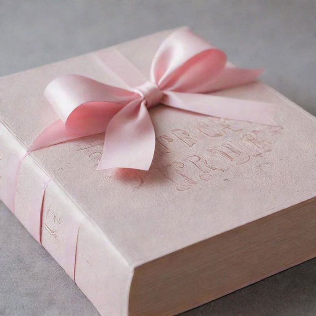 A large Christian Bible with embossed letters spelling 'Big Bible' on its cover, adorned with a delicate pink bow