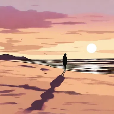 As the sun set over the horizon, the protagonist indolently strolled along the sandy beach, lost in thought.