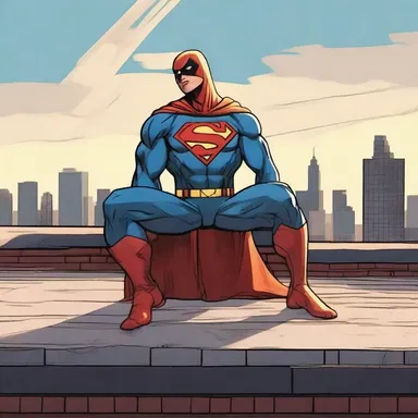 The superhero stretched out indolently on the rooftop, enjoying a moment of leisure between battles.