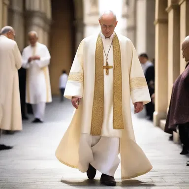 The priest's flowing coattail added elegance to his traditional religious attire.
