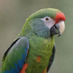 A cute Indian parrot, vibrantly colored and featuring characteristic features of species from India.