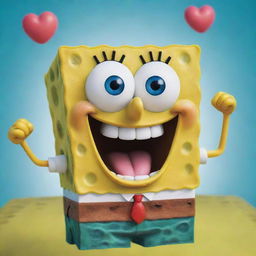 a detailed, vibrant image of the classic cartoon character, SpongeBob SquarePants, smiling