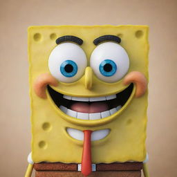 a detailed, vibrant image of the classic cartoon character, SpongeBob SquarePants, smiling