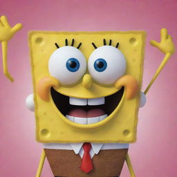 a detailed, vibrant image of the classic cartoon character, SpongeBob SquarePants, smiling