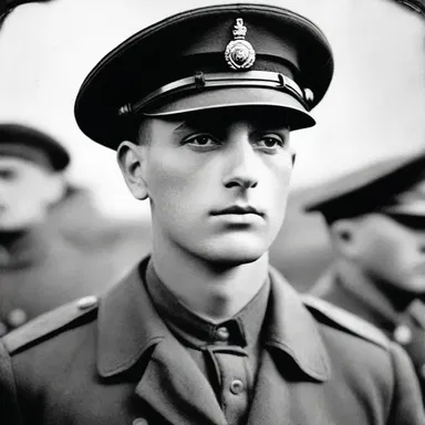 During World War I, soldiers commonly wore peaked caps as part of their military uniform.