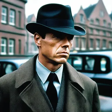 The detective movie featured a mysterious character donning a peaked cap to conceal their identity.