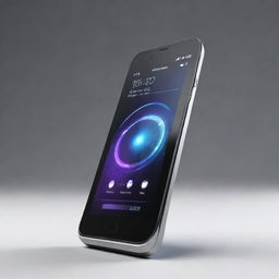 Futuristic high-definition mobile phone in a dynamic pose showcasing its sleek design