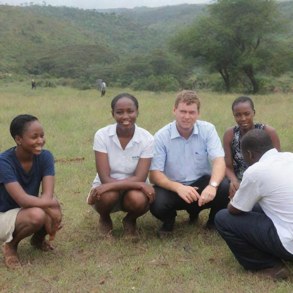 A group of mentees from Cremes International performing interviews in the distinctive landscape of Iringa, Tanzania. They are actively engaged in their tasks, showcasing a diverse range of people and cultures.