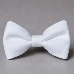 A crisp white bow tie with detailed texture and elegant design.