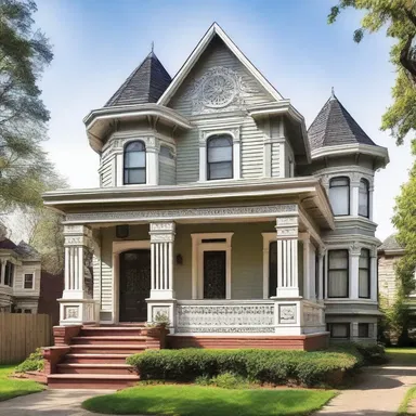 The neighborhood boasts a beautiful array of Victorian-style houses with unique architectural designs.