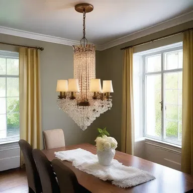 The tinker carefully restored the vintage chandelier and incorporated it into the modern design of the house.
