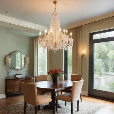 The tinker carefully restored the vintage chandelier and incorporated it into the modern design of the house.