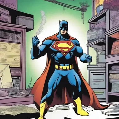 In the superhero comic, the character has a secret lair where they tinker with gadgets and create new crime-fighting tools.