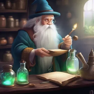 In the fantasy world, the wise old wizard spends his days tinkering with magical artifacts and potions.