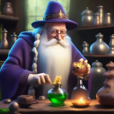In the fantasy world, the wise old wizard spends his days tinkering with magical artifacts and potions.
