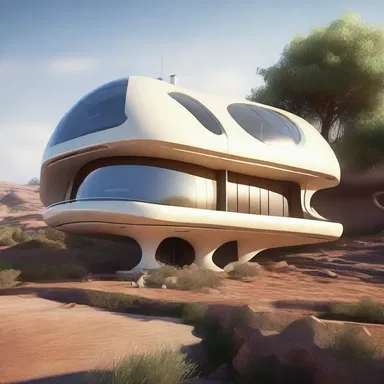 On the distant planet, the settlers built their futuristic homes using advanced lightwood materials for both aesthetics and durability.
