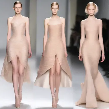 The couture collection featured avant-garde designs where the delicate lightwood veneer was intricately woven into the garments, creating a striking blend of nature and style.