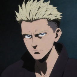 Mahoraga from Jujutsu Kaisen with a sorrowful expression in a dark, mystic environment