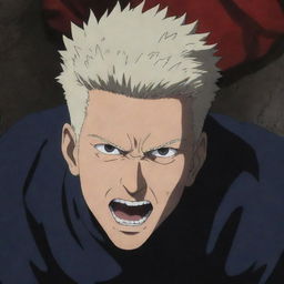 An impactful scene from the anime series – Jujutsu Kaisen. Mahoraga lies defeated, demonstrating the fierce and emotional intensity of the narrative.