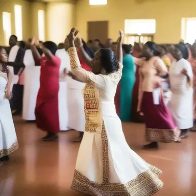 During the worship ceremony, the congregation sang and danced uncontrollably, overcome with religious fervor.