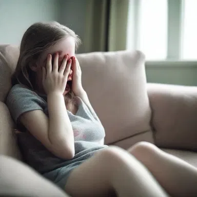 As she watched the horror movie, her heart raced uncontrollably and she couldn't help but cover her eyes in fear.