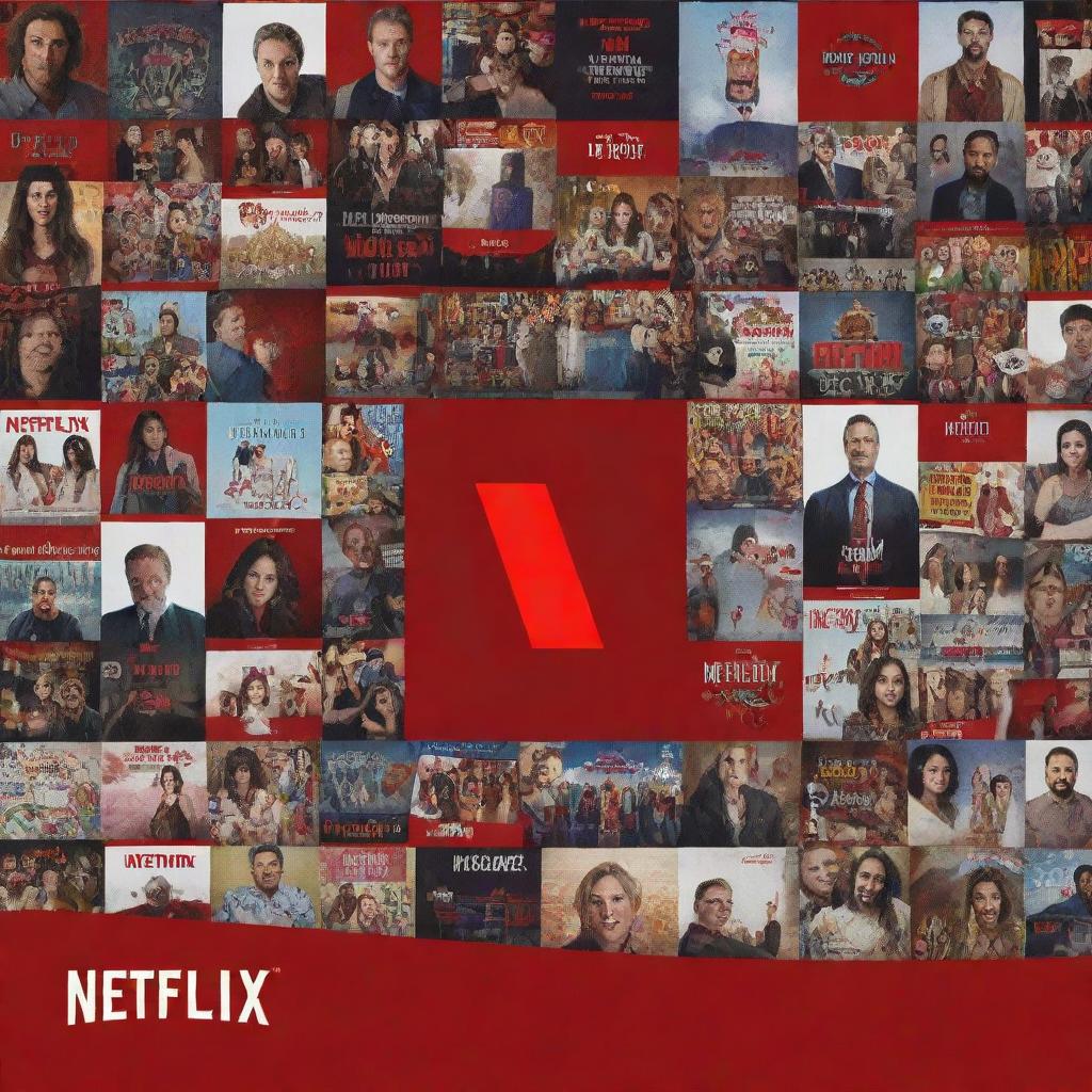 A vibrant and enticing Netflix advertisement featuring their signature red logo, various popular show icons, and an inviting call to action on a metropolitan background