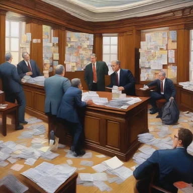 The artist created a masterpiece depicting a chaotic public office filled with passionate debates and diverse opinions.