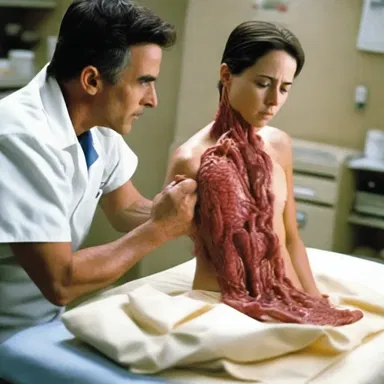 In the movie, the character suffered a severe injury to the celiac artery that required immediate medical attention.
