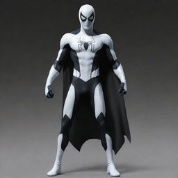 Create a visually striking hybrid superhero costume, combining elements from both Spiderman and Moon Knight's outfits. This new design should epitomize both characters' unique styles and features.