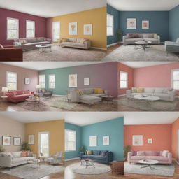 An illustrative image displaying various rooms with different color schemes, each accompanied by an emotional reaction, showing the psychological impact of color in interior design.