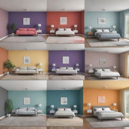 An illustrative image displaying various rooms with different color schemes, each accompanied by an emotional reaction, showing the psychological impact of color in interior design.