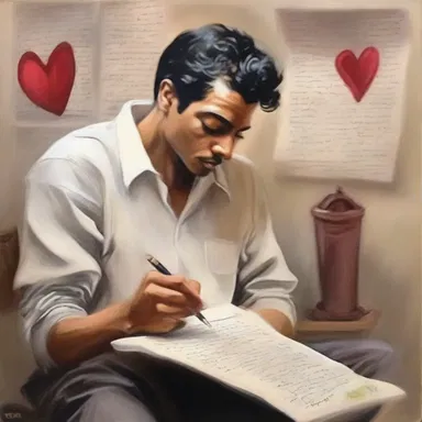 The artist created a beautiful painting of a love letter, capturing the emotions and sentiments expressed in the personal letter.