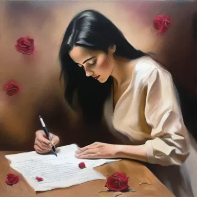 The artist created a beautiful painting of a love letter, capturing the emotions and sentiments expressed in the personal letter.