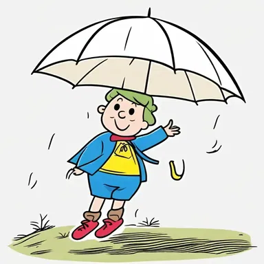 The cartoon character carried a papery umbrella that magically transformed into a parachute when needed.