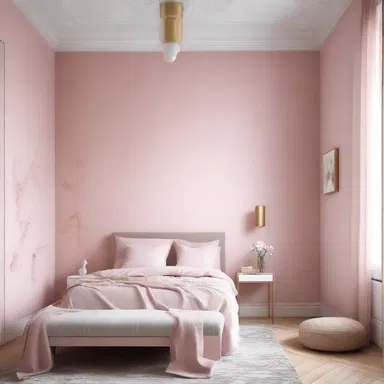 They painted the walls of the bedroom with a soft pink color wash to create a romantic atmosphere.