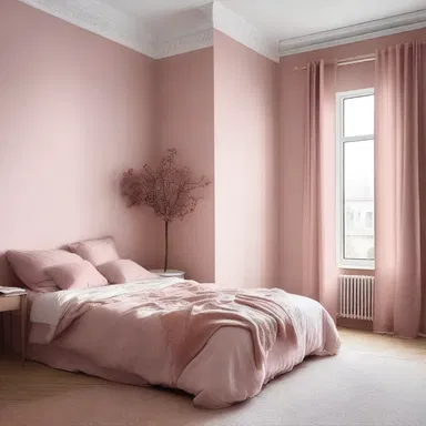 They painted the walls of the bedroom with a soft pink color wash to create a romantic atmosphere.