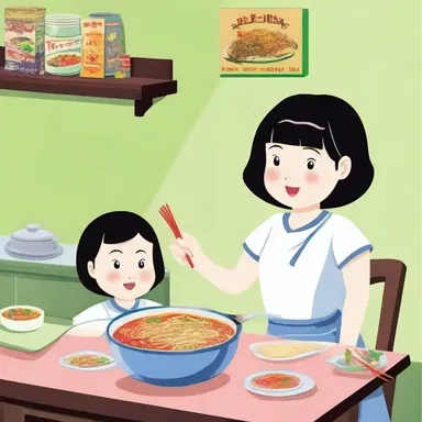 In the novel, the main character reminisces about their childhood, describing how their mother used to make delicious chop suey for the whole family.