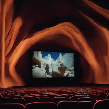 The movie projected on the big screen depicted a calcitic cave formation.