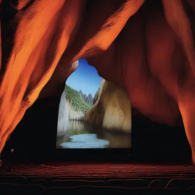 The movie projected on the big screen depicted a calcitic cave formation.