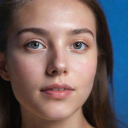 Close-up of a girl's face radiant with a luminous, ethereal glow.