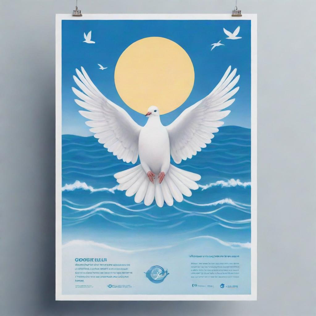 Create a vibrant and informative flyer for Janeiro Branco, highlighting mental health awareness, incorporating symbols of peace and tranquility like white doves and calm sea waves, with touch of classic Brazilian culture.