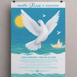 Create a vibrant and informative flyer for Janeiro Branco, highlighting mental health awareness, incorporating symbols of peace and tranquility like white doves and calm sea waves, with touch of classic Brazilian culture.